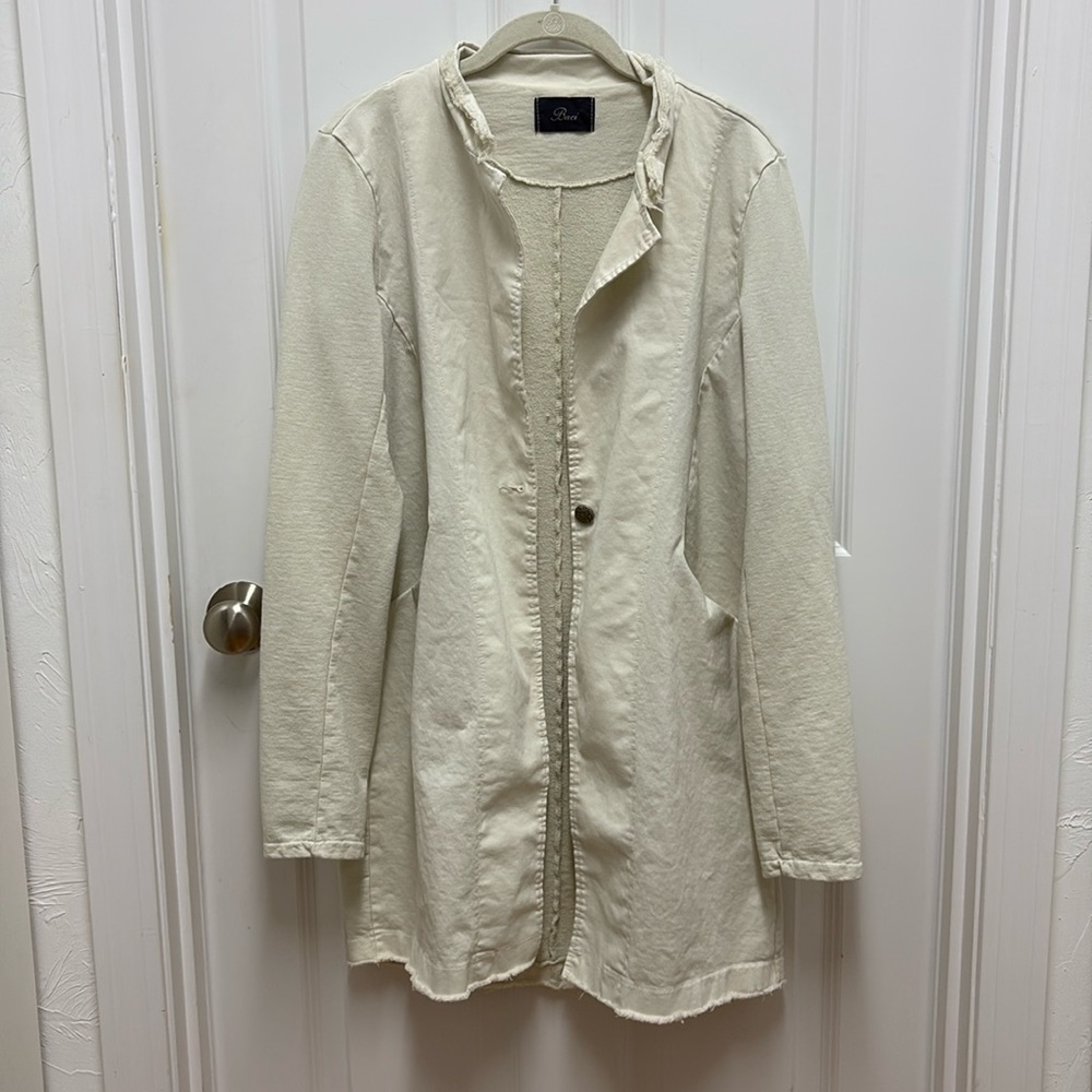 Baci Woman’s Ivory Single-Button Elbow Patch Blazer - Large